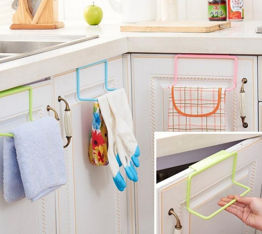Keuken Handdoek Opknoping Rack Holder Rail Organizer Gratis Nail Deur Terug Rack Badkamer Keukenkast Kast Hanger