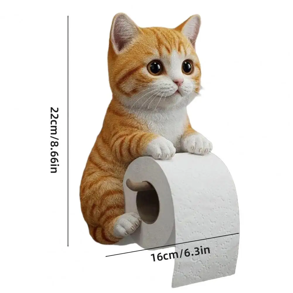 3D Printed Cat Paper Towel Holder – Realistic Wall-Mounted for Bathroom Easy Installation Decorative Toilet Paper Holder