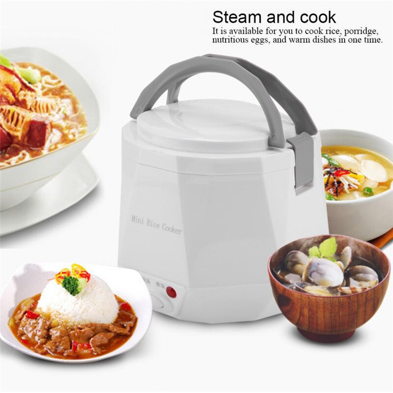 VOGVIGO 1.3L Portable Electric Mini Rice Cooker Lunch Box Microwave Smart Rice Cooker Small 12V/24V for Car/Truck Kitchen Tools