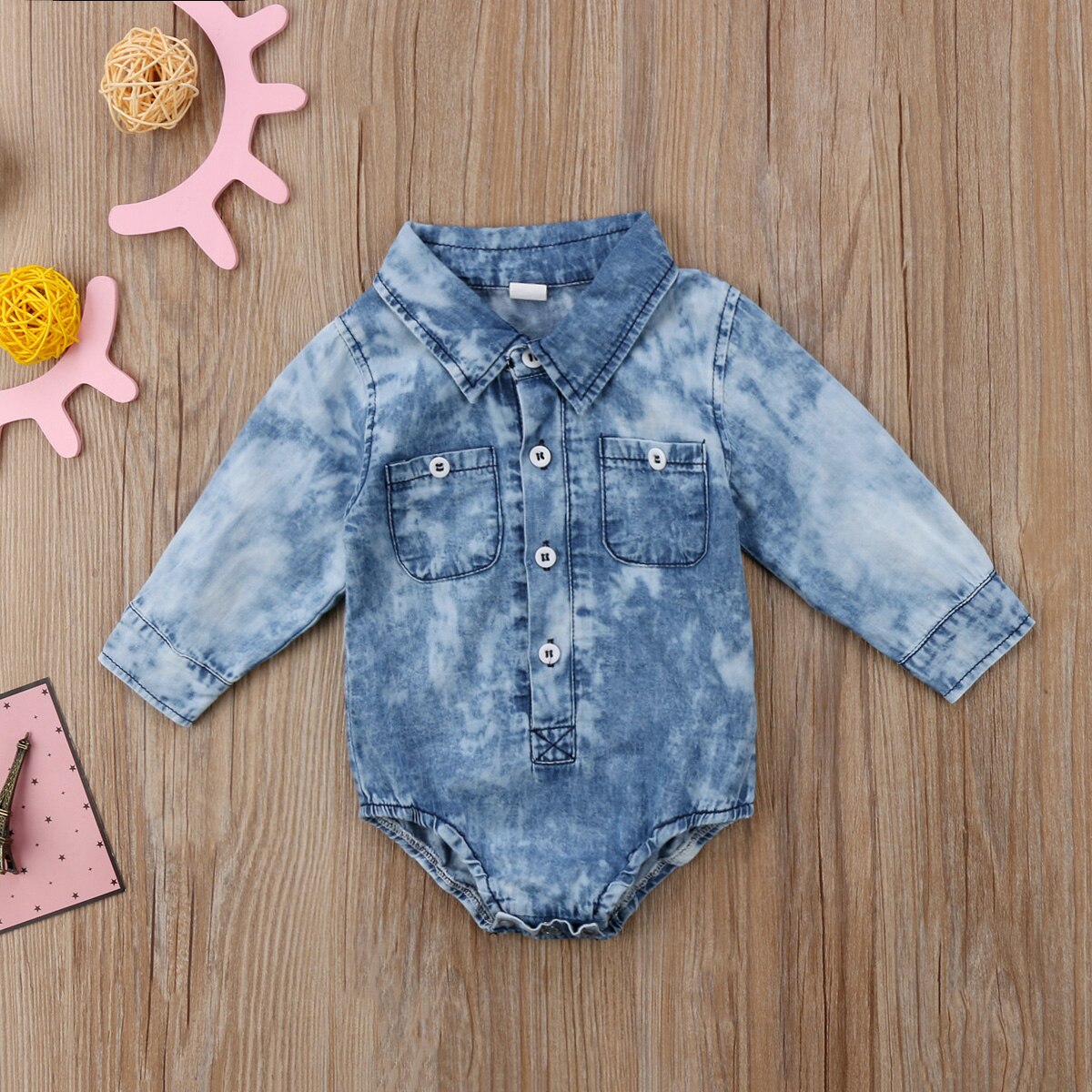 Peuter Infant Kids Baby Jongen Meisje Lange Mouw Denim Romper Jumpsuit Kleding Outfits