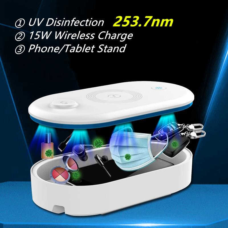 UV Sterlizer Box telefon komórkowy światło ultrafioletowe Sterlizer czyszczenie Box telefon komórkowy bezprzewodowa ładowarka rozpylacz zapachów przenośne UV światła z obudową