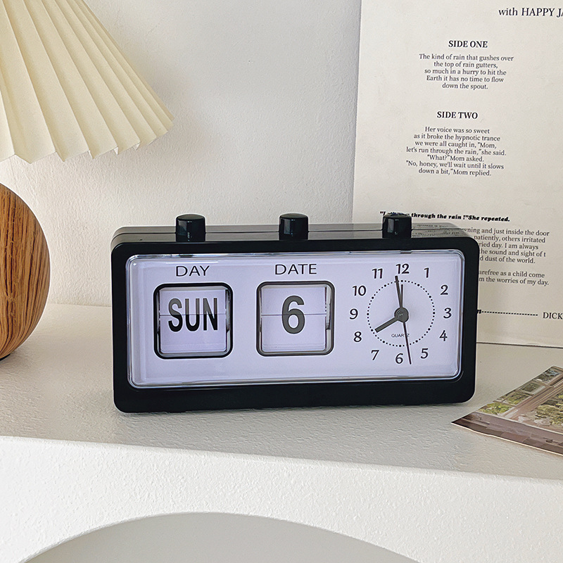Neue kreative Schlafzimmer Wecker Spaß kippen mechanische Wecker Schreibtisch digitale Kalender uhren retro Schreibtisch uhren Wohnkultur