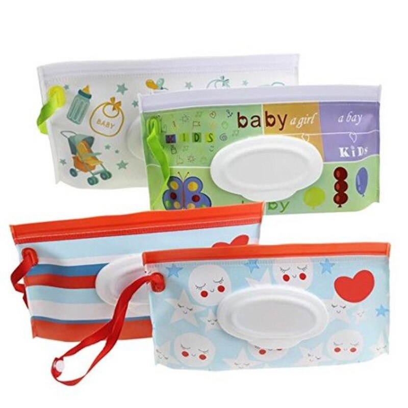 Eco-Friendly Baby Wipes Box Wet Wipe Box Snap Strap Cleaning Wipes Carrying Bag Clamshell Cosmetic Pouch Wipe Container Case: Default Title
