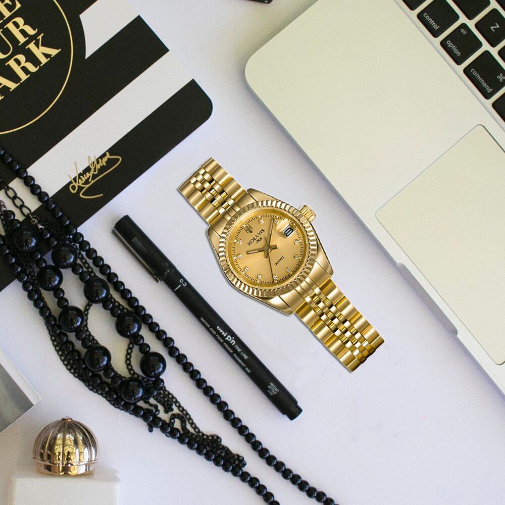 Holuns Women Watches Ladies Watch Top Brand Luxury Gold Role Classic Female Quartz Watch Diamond Waterproof Relogio Feminino