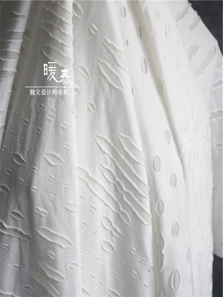 Ragged Cotton Fabric knitted Stretch White Tattered Holes Cloth DIY Coat Broken jeans Pants Fabric