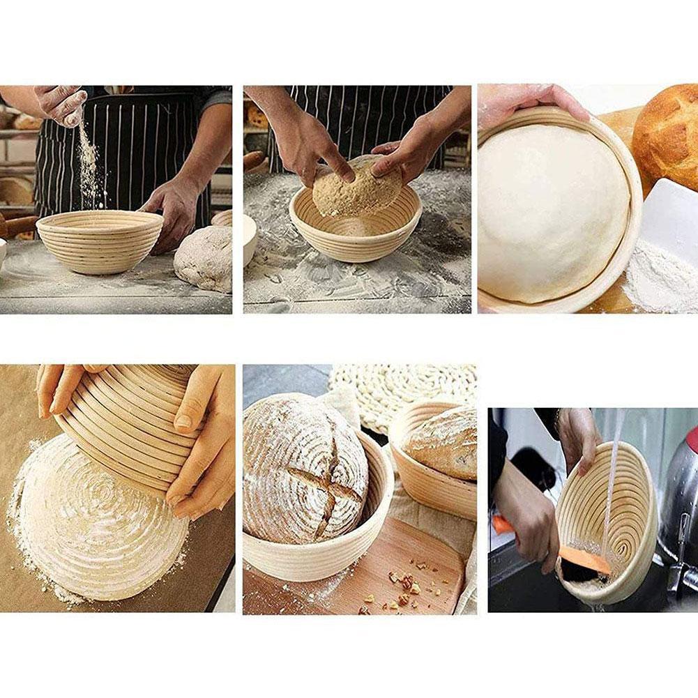 Banneton Proofing Bread Basket Round Oval Baking Cake Pans Proving Rattan Bread Basket Fermentation With Cloth Bag
