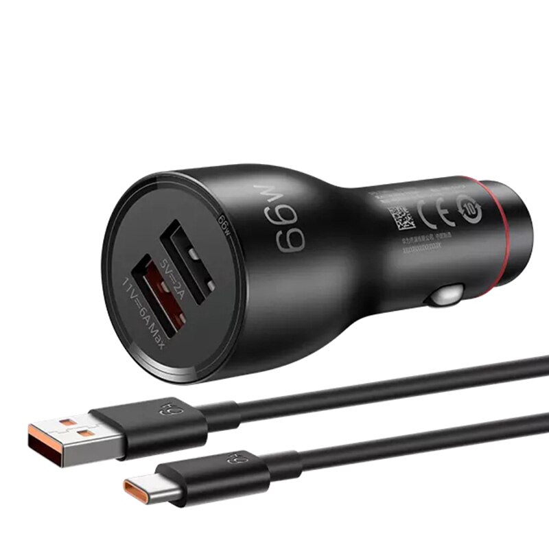 Huawei caricabatterie per auto Super Fast Charge Max 66W adattatore doppio USB 11V-6A Max / 5V-2A con cavo di tipo C per Huawei Mate 40 Pro P50