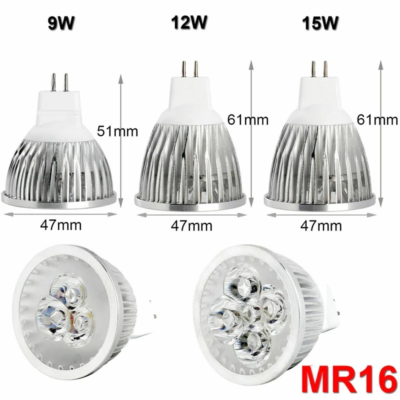 Lámpara LED 9W 12W 15W GU10 MR16 E27 E14 bombilla LED 85-265V foco Led blanco cálido/Netural/frío lámpara LED 110V 220V para el hogar