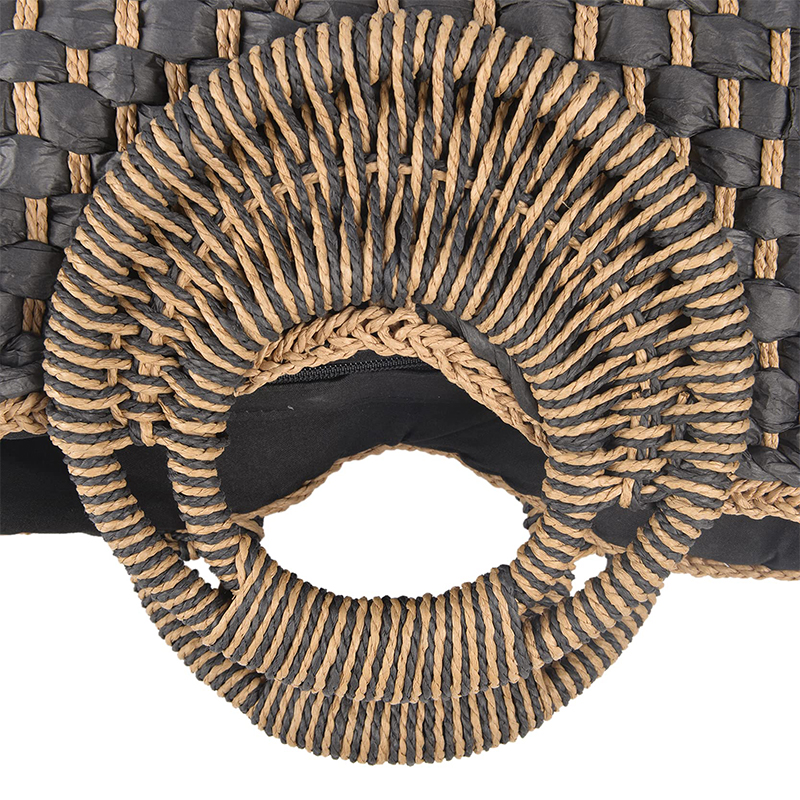 Bolso de paja con pompón para mujer, bolsa de mano con asa superior, ideal para playa, pícnic, Tailandia, Verano