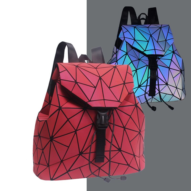 Mochila holográfica con formas geométricas para mujer, bolso escolar para adolescente,: Red Luminous