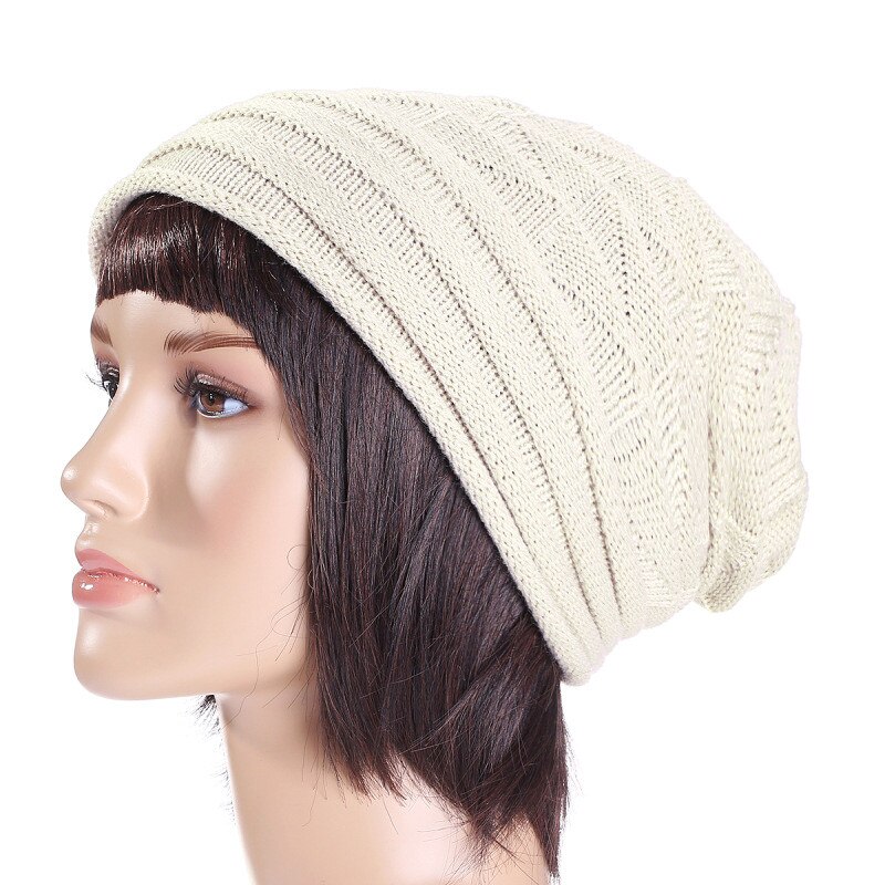 Bonnet en laine à Crochet pour femme, , , Baggy, ample, tricot, hiver: White