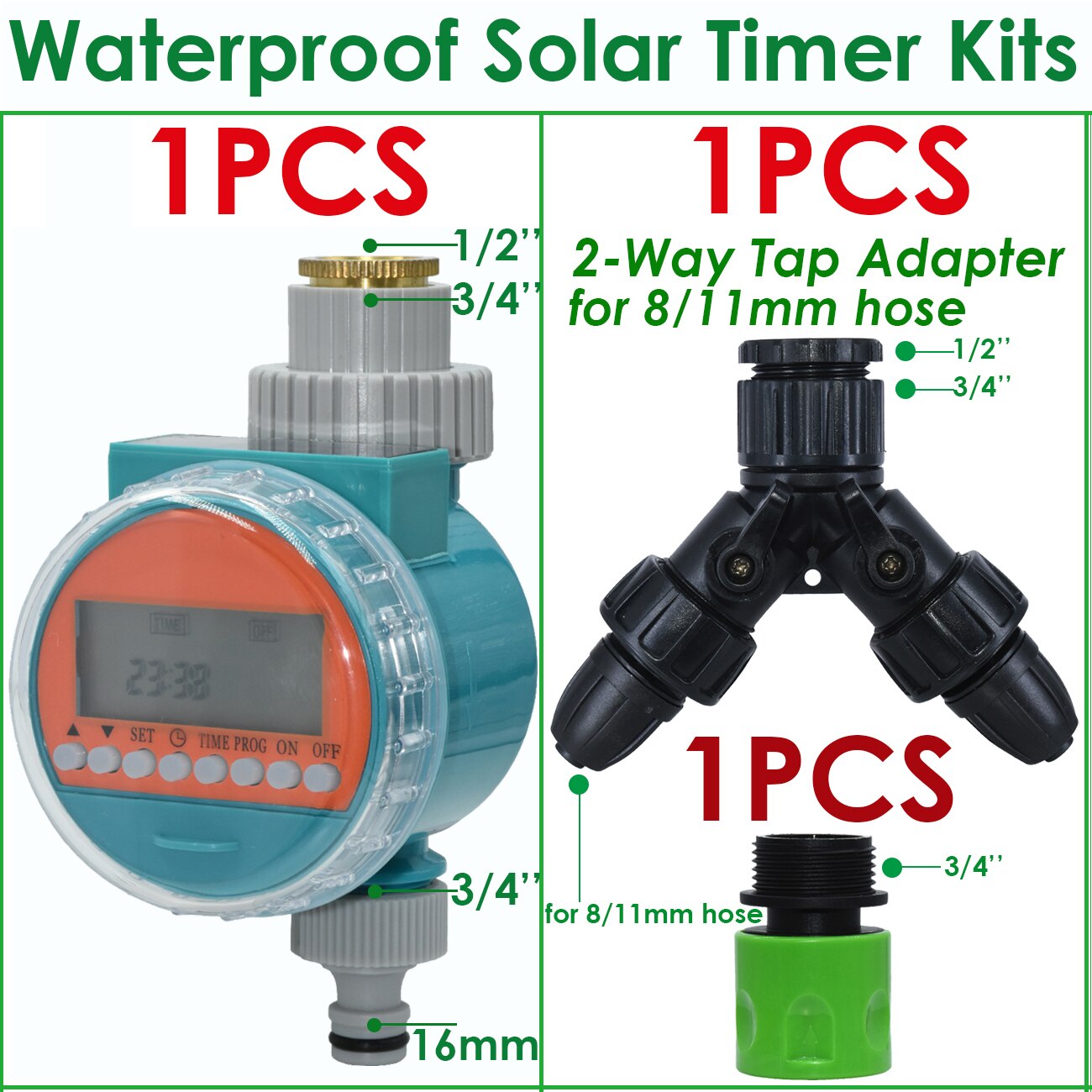 KESLA Irrigation Waterproof Solar Water Timer LCD Greenhouse Automatic Electronic Garden Irrigator Watering Controller System: Waterproof Solar-H