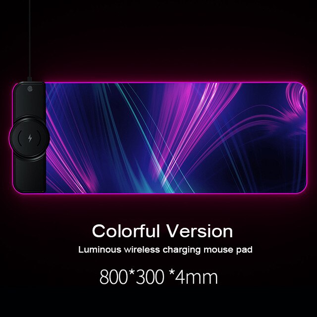 Qi Wireless Charging mouse pad 10W RGB lighting mouse pad for iphone 11 12 pro Max,XS,Huawei ,Mi 10 pro,S10 Wireless Charger: Color