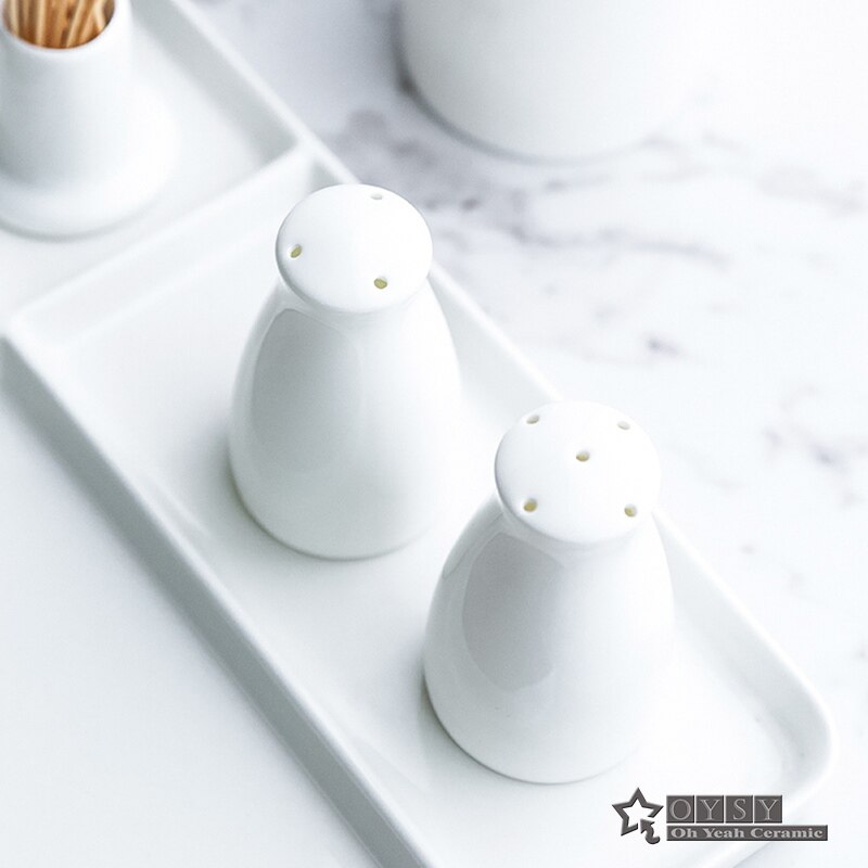 Coctelera de porcelana para sal y pimienta, hueso blanco puro de china, botella de sal, pimienta, hueso de china,