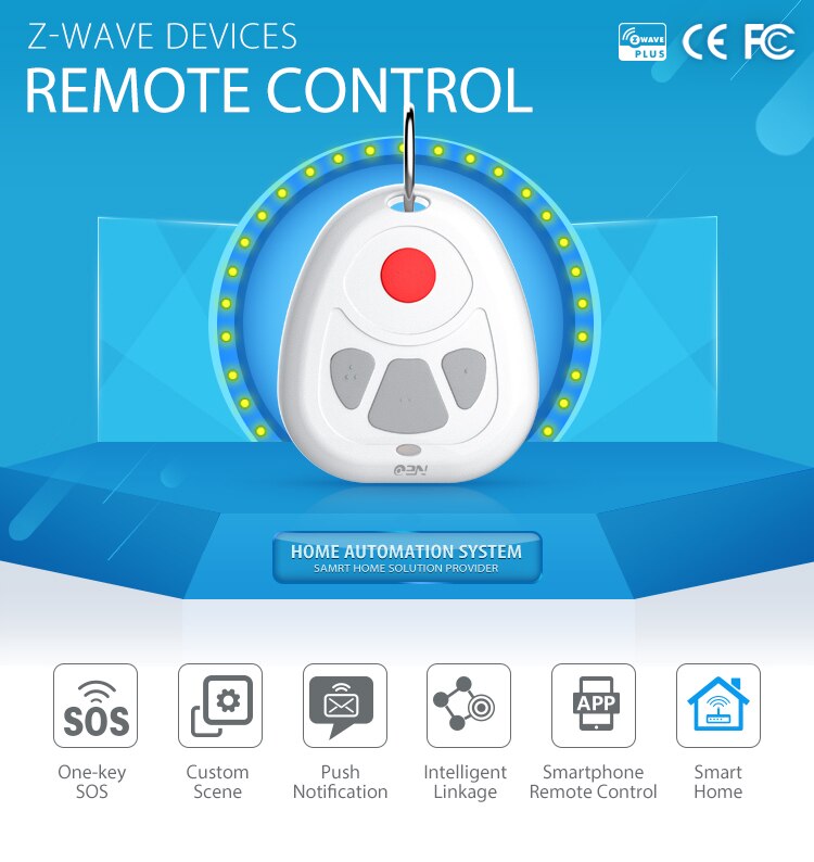 Yobang Security Z-wave Plus Smart Home One Key SOS Arm/disarm Keychain with Remote Control Sensor Smart Home Automation Sensor