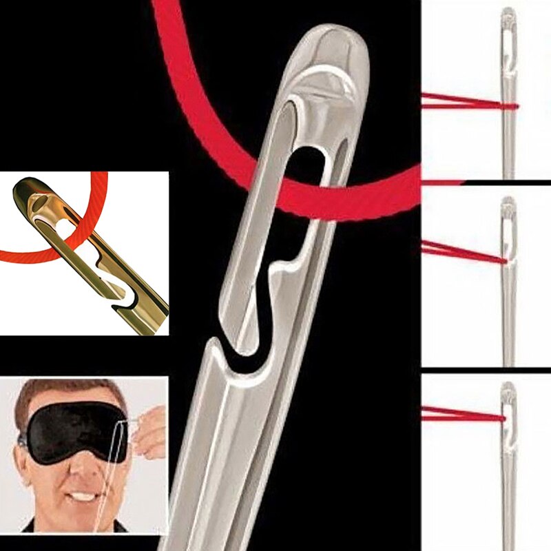 12 Stks/set Rvs Naalden Naald-Side Gat Blind Naald Threading Hand Huishoudelijke Naaien Ouderen Borduurwerk Naald