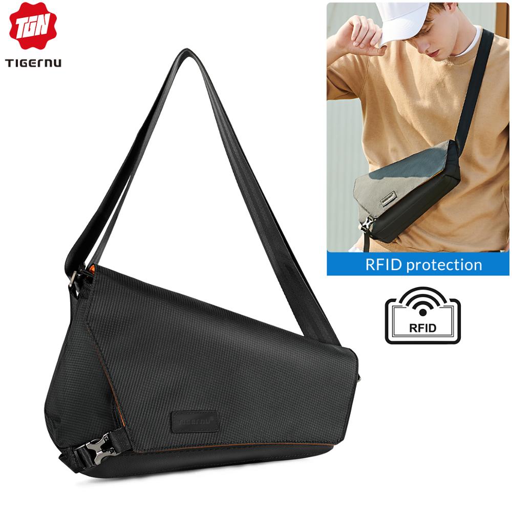 Tigernu Mode Rfid Borst Tas Waterbestendig Sling Bag Mannelijke Reizen Schouder Crossbody Tassen Satchel Voor Mannen Terug Zak Meisjes: Black