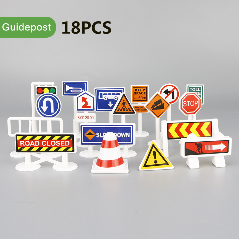 Ingegneria della lega Bulldozer gru costruzione camion RC Tower Designer per ragazzi gioca escavatore veicoli auto Set giocattoli per bambini: Road sign