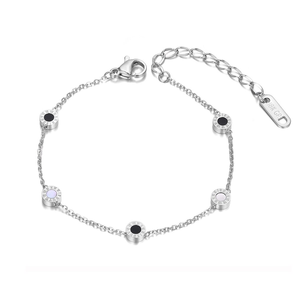 Lokaer clássico titânio aço inoxidável numerais romanos concha gargantilha colares para meninas chique charme pingente colar n19213: B20027P