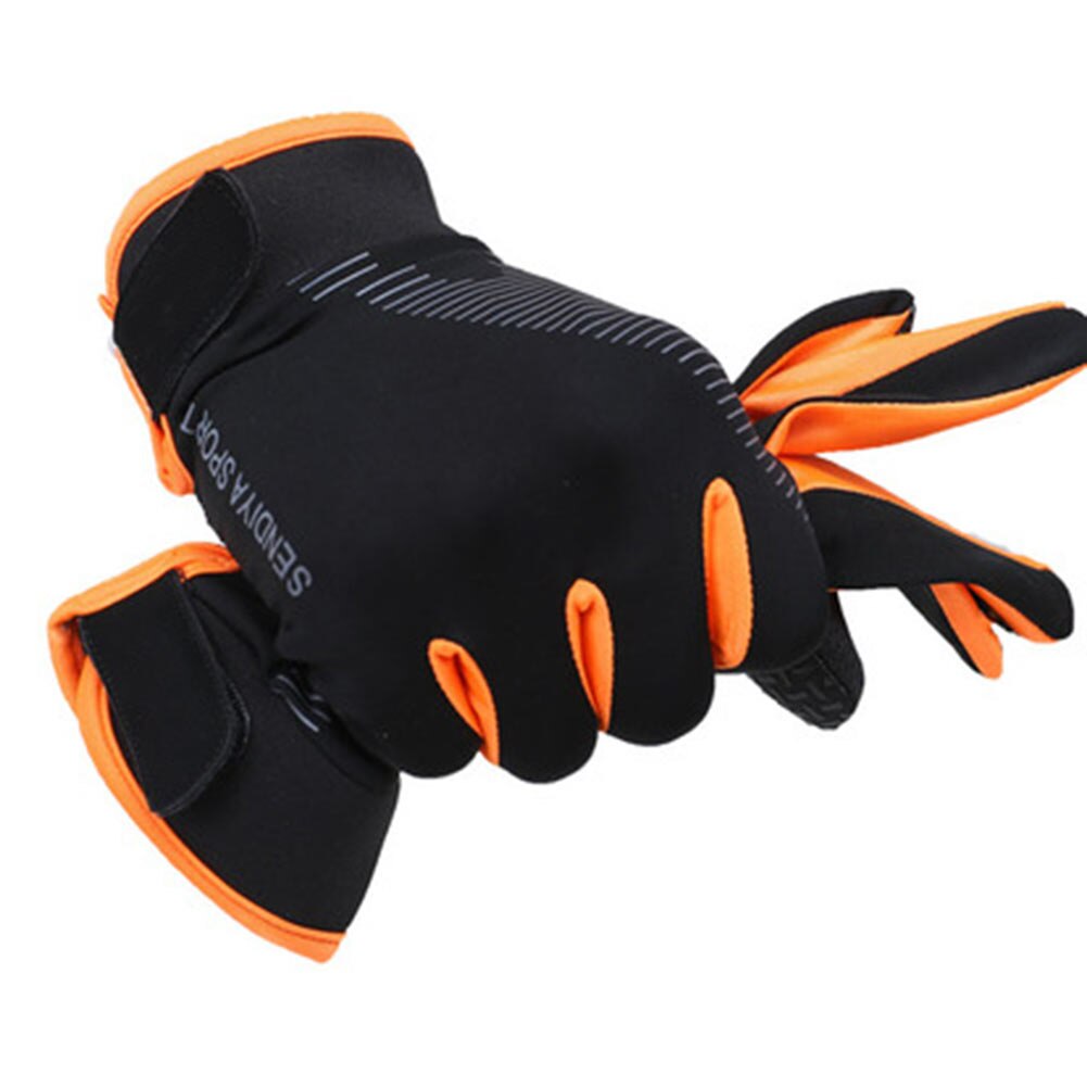Skridsikre cykelhandsker fuldfinger touchscreen mænd kvinder mtb handsker åndbare vanter lette klatre-ridehandsker: Orange / Xl