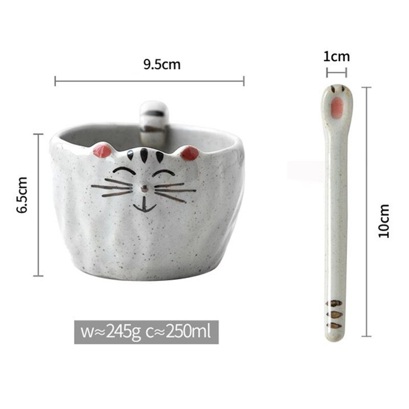 Cute Cat Coffee Mugs Saucer Spoon Cartoon Tea Cups Drinkware: 2