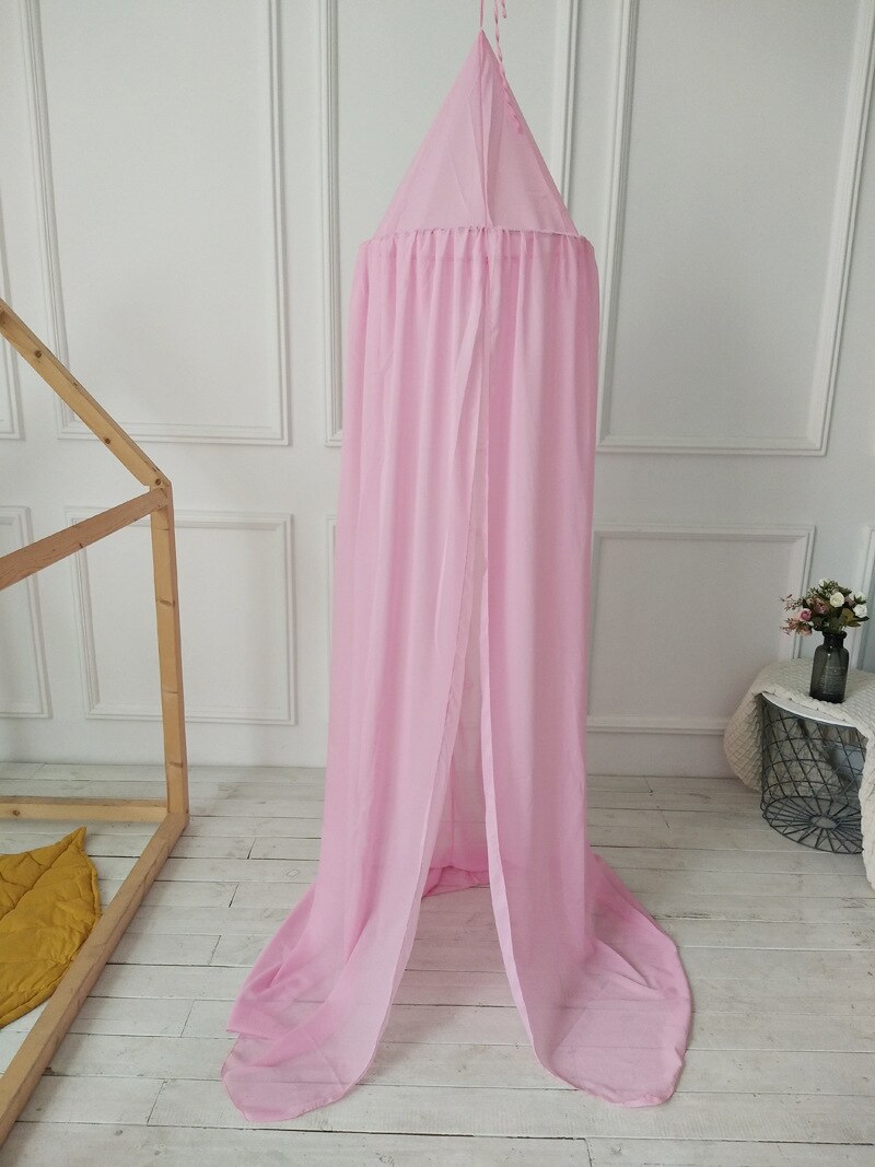 Ins Nordic tent Chiffon baby mosquito net dome hanging decoration bed net tent bed curtain children room decoration: Pink