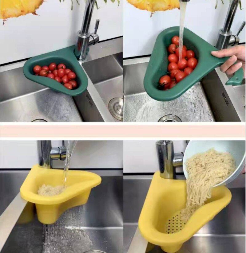 Sink Hanging Swan Drain Basket Garbage Filter Blue Fruit Vegetable Drain Rack Dry Wet Separation Kitchen Special Rack