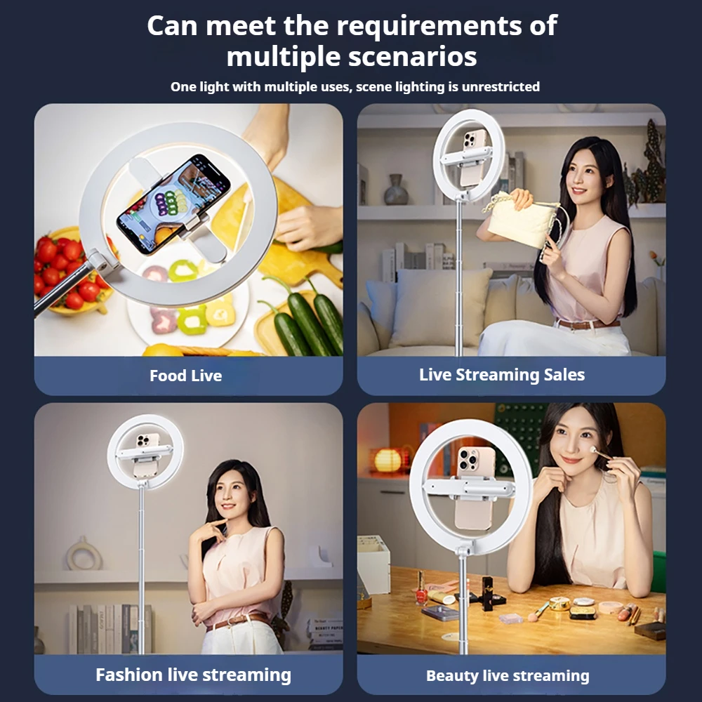 360-- graders roterende fylllys liveopptak spesiell mobiltelefon gulvbrakett skrivebordsfoto selfie video foto live ringlys