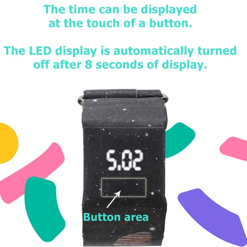 LED Paper Watch DIY Waterproof Men or Women Sport Watches Magnetic Closure Buckle Digital Watch relogio masculino