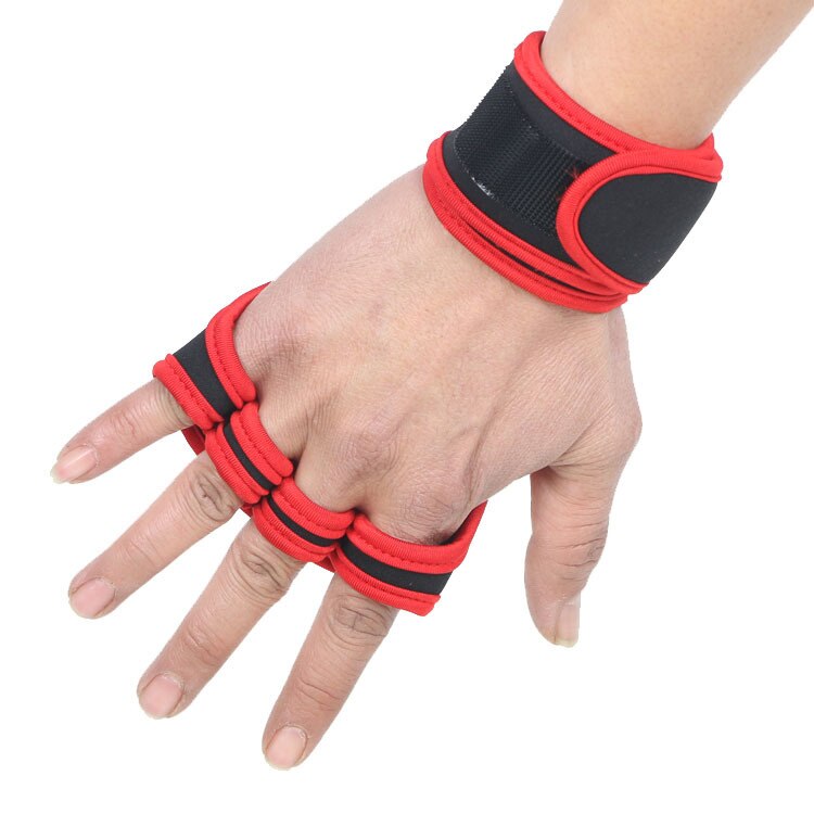 Gym Workout Gloves, Half Finger Weight Lifting Gloves with Wrist Support and Palm Protect Suit for Dumbbell Fitness Training: Red TypeA / M