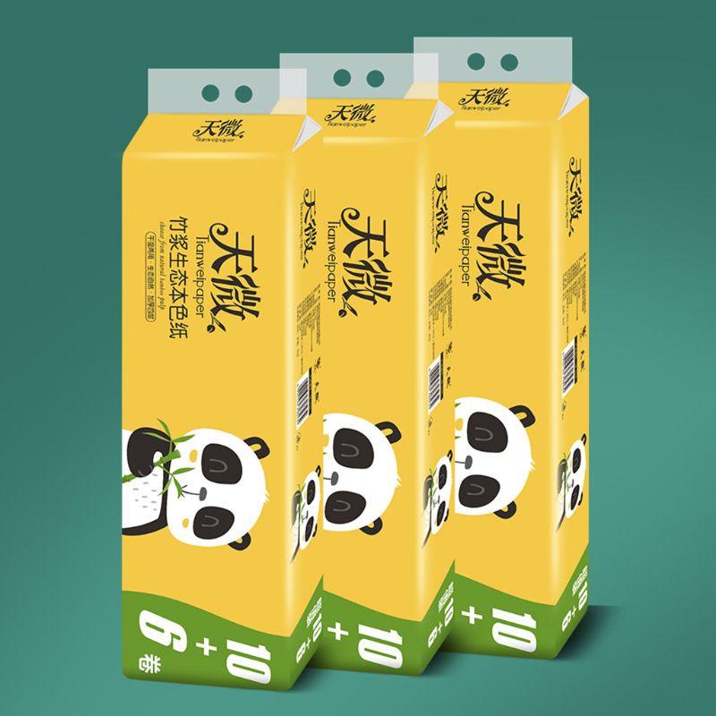 16 Rolls Toilet Paper No Fluorescent Original Bamboo Pulp Paper 4-Ply Sheets AXYC