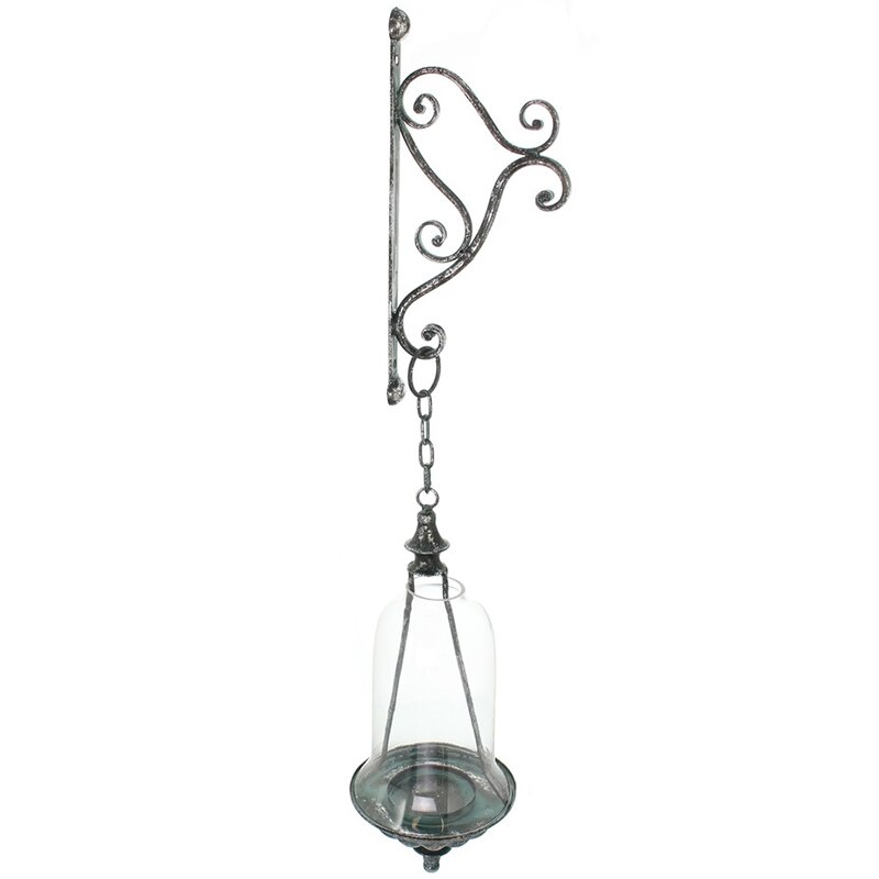 hurricane glass rustic retro metal decorative hanging wall candle holder