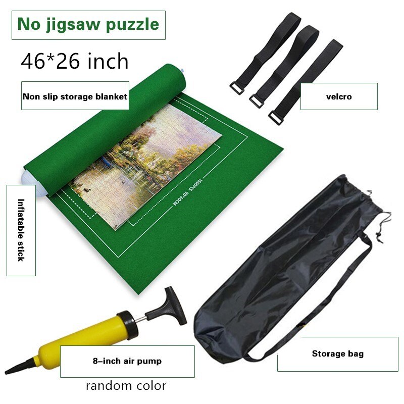 Estera de fieltro para puzles, manta de suelo para rompecabezas de hasta 1500 piezas, con bolsa de almacenamiento de viaje portátil de 26x46 pulgadas