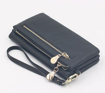 1pcs/lot High Capacity Women Wallets Long pu leather wallet female double zipper Coin Purse card wallet: 2