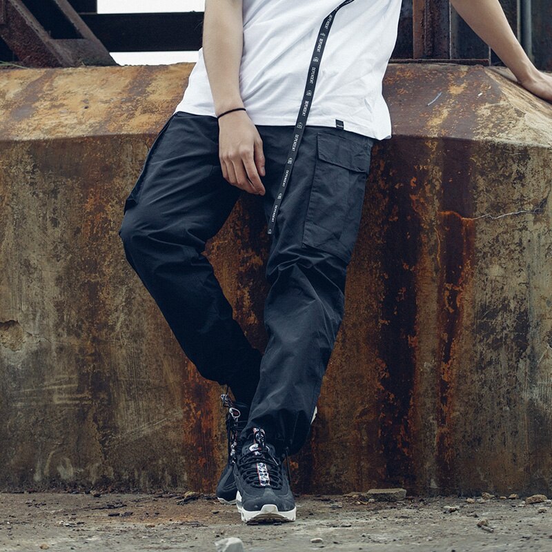 Cargo pantalon hommes Streetwear Joggers violet pantalon couleur unie Cargo pantalon mâle DG139