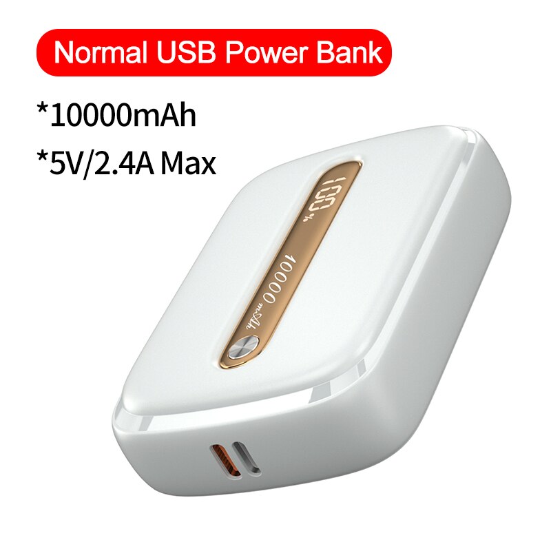 Essager Power Bank 10000 Mah Draagbare Externe Batterij Qc Pd 3.0 10000 Mah Mini Powerbank Oplader Voor Iphone Xiaomi Mi poverbank: Normal White