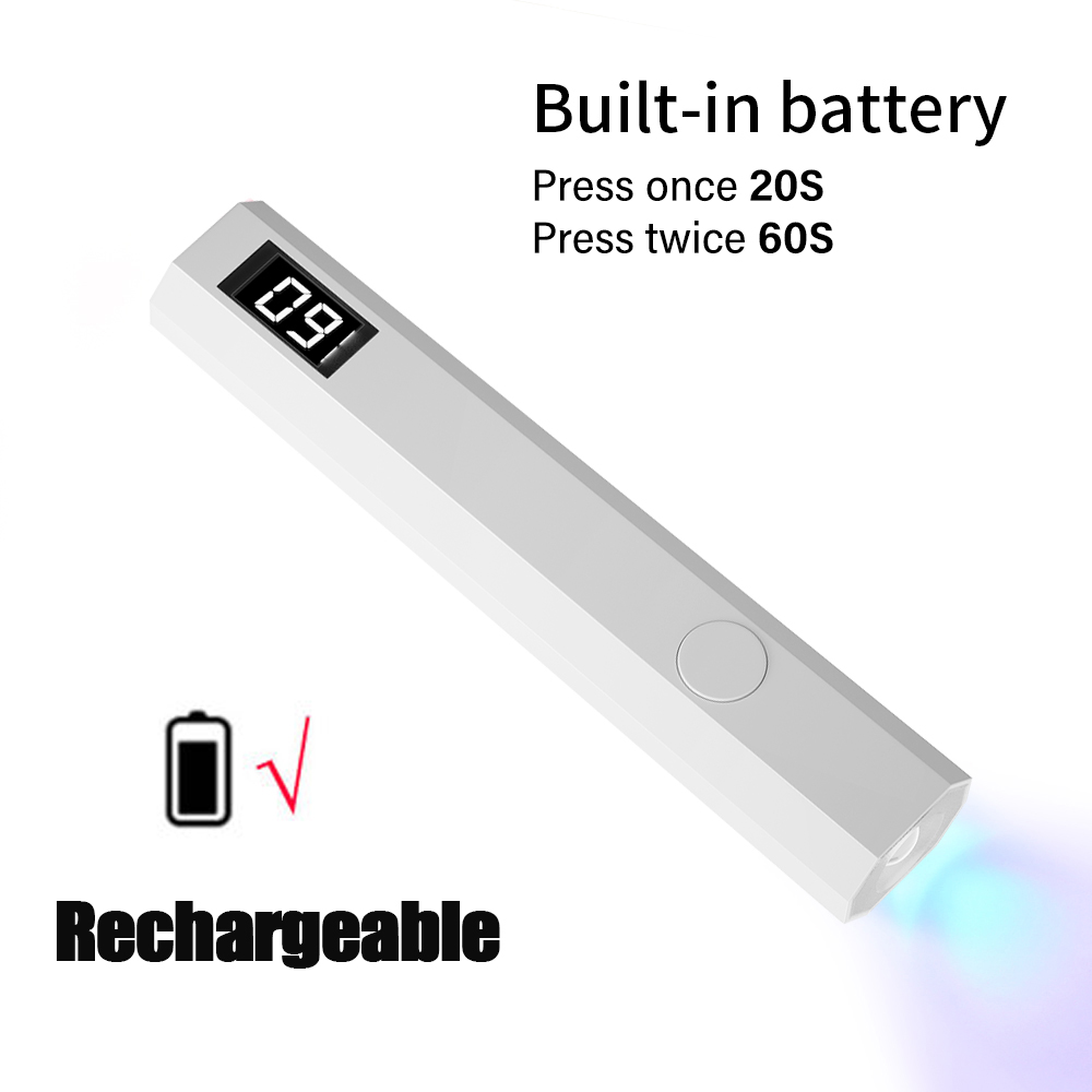 Handheld uv-lamp voor gelnagels, draagbare uv-nagellamp, oplaadbare led-nagellamp voor nagelstudio's: Wit