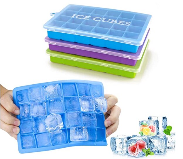 DM 1pcs Multicolored Ice Tray Ice Mould Silicone PP TPE Flexible Excellent Summer Kitchen Using: PURPLE