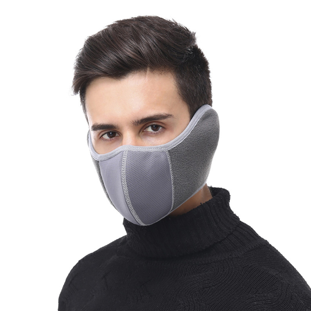 Unisexe demi masque hommes femmes hiver masque polaire cache-oreilles équitation Ski Snowboard accessoires de plein air vent froid protection: Gris