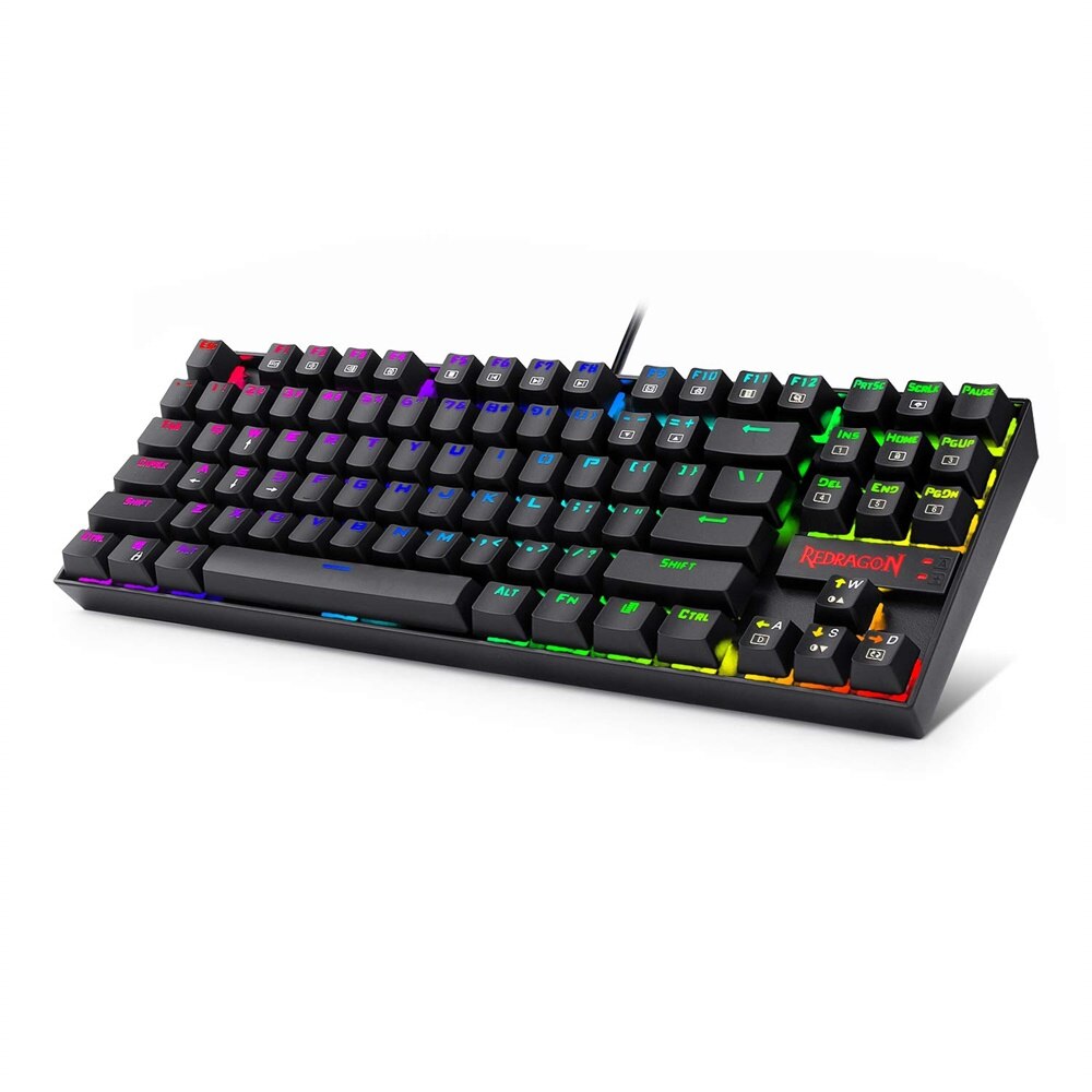 Redragon  k552 kumara mekanisk spilltastatur 87 taster rødt bakgrunnsbelyst gamer -tastatur: Rgb bakgrunnsbelysning