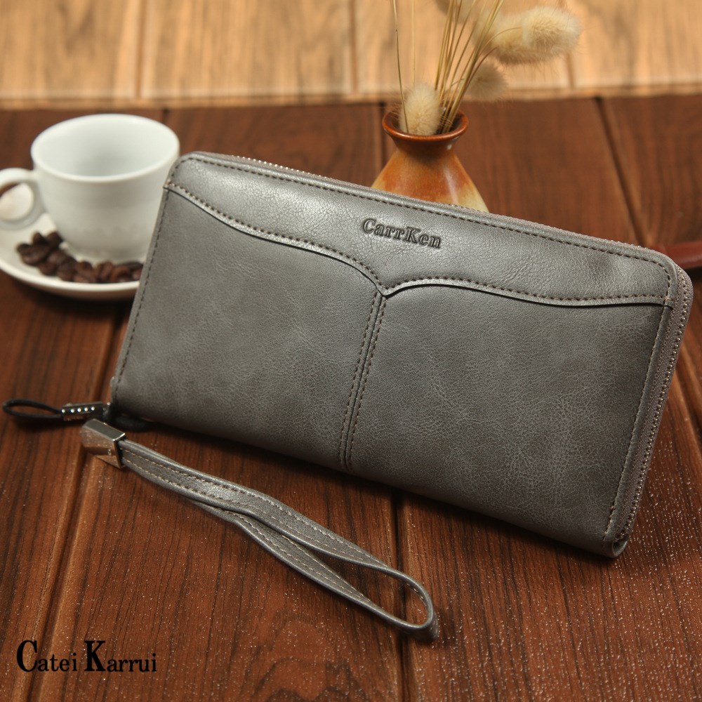 Catei Karrui Men's wallet business casual large-capacity clutch bag soft oil wax leather multi-card mobile phone bag