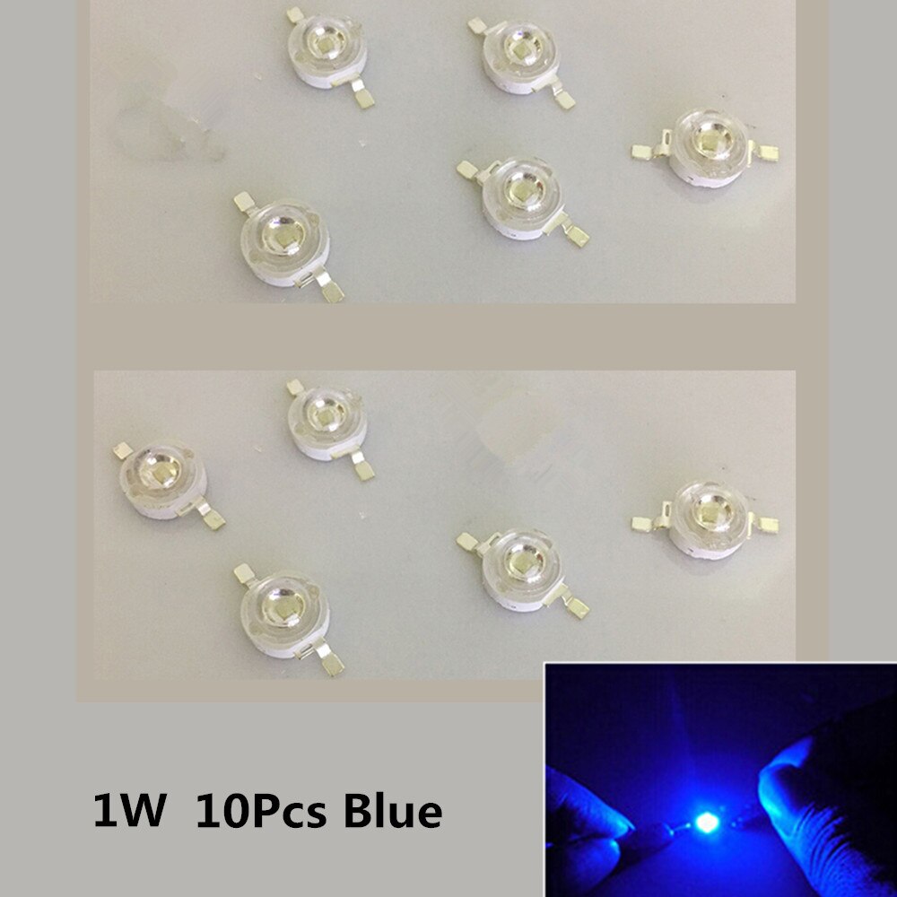 10 Stuks 1W High Power Led Light-Emitting Diode Leds Chip Smd Warm Wit Rood Groen Blauw Geel voor Spotlight Downlight Lamp: Blu-ray