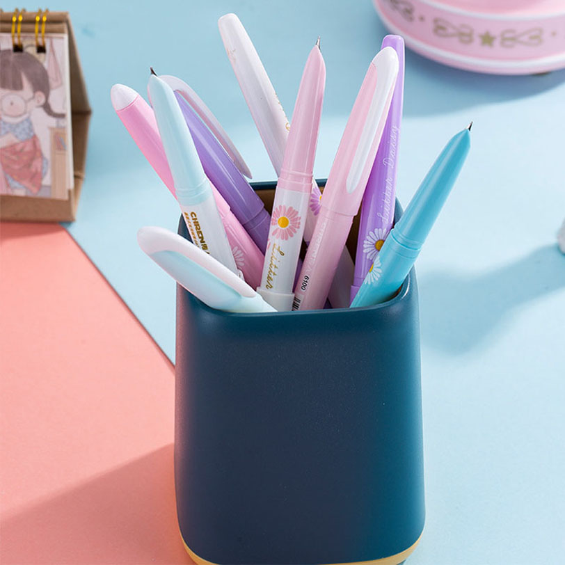 Pluma estilográfica de 3 piezas para niños, bolígrafos de tinta borrables con Punta pequeña Kawaii, suministros de papelería para escuela y oficina