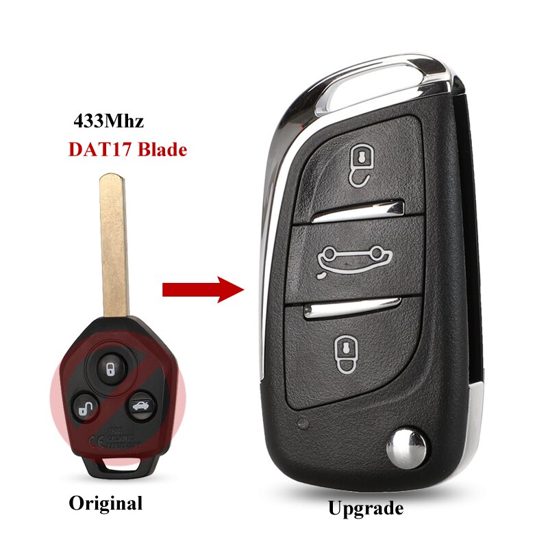kutery 433MHz 4D62 ID60 G Chip 3 Button Remote key for Subaru Forester OutBack XV Origianl/ Upgraded Flip Folding Key Fob: Upgraded DAT17 / with ID60