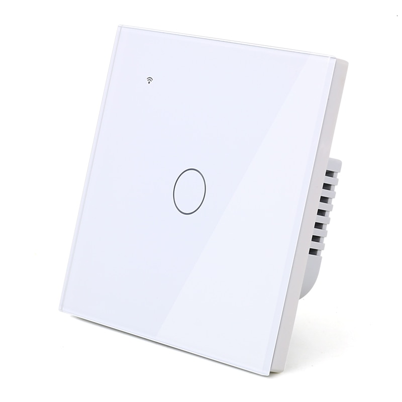 WIFI Touch Light Wall Switch White Glass Panel Blue LED EU & UK Universal Smart Home Phone Control 4 Gang 2 Way Round relay