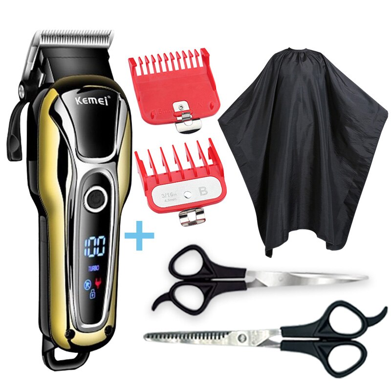 Kemei Trimmer Professionele Tondeuse Haar Snijmachine Tondeuse Elektrische Kapsel Machine Haar Kapper Gereedschap 5: Yellow Barber set