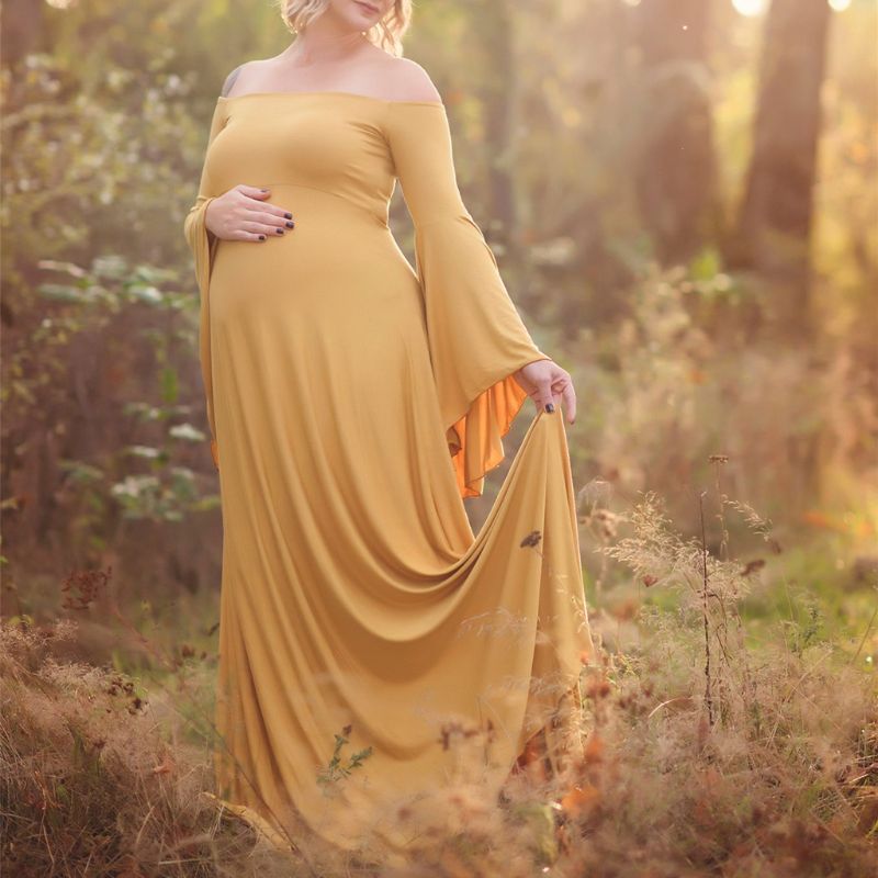 Lång rekvisita för gravidfotografering gravidklänning för fotografering off shoulder gravidklänningar för kvinnor maxi gravidklänning