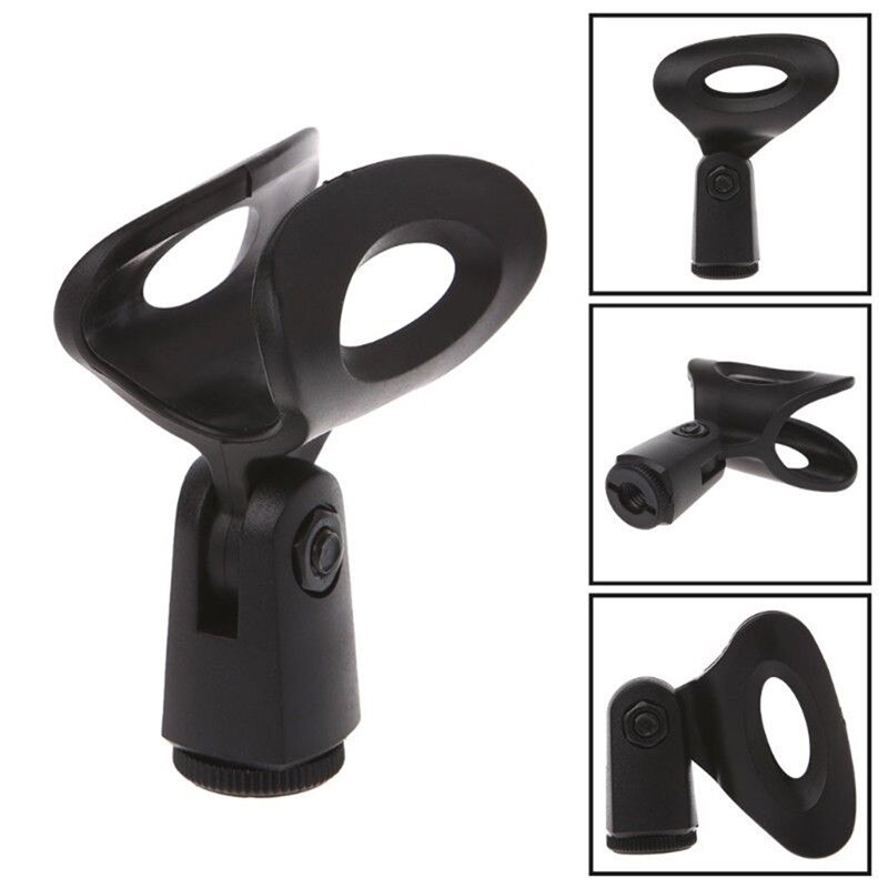 1pc supporto per microfono in plastica nera supporto per microfono supporto per Clip flessibile con morsetto