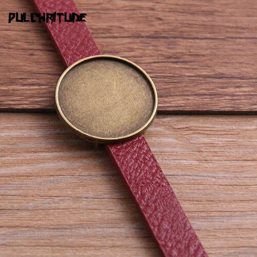 1pcs PU Bangles Base Setting Cuff Blank Trays Brazel Fit 25mm Glass Cameo Dome Cabochon DIY Bracelet Jewelry Making P6709: red