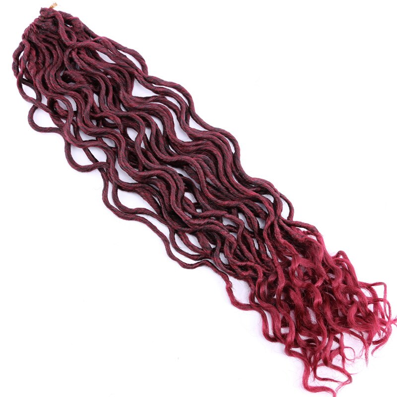 FSR 22 pulgadas diosa Faux Locs Crochet Hair Soft End trenzas naturales 24 Roots/Paquete de pelo trenzado sintético para mujeres: #99J / 3 unids/lote